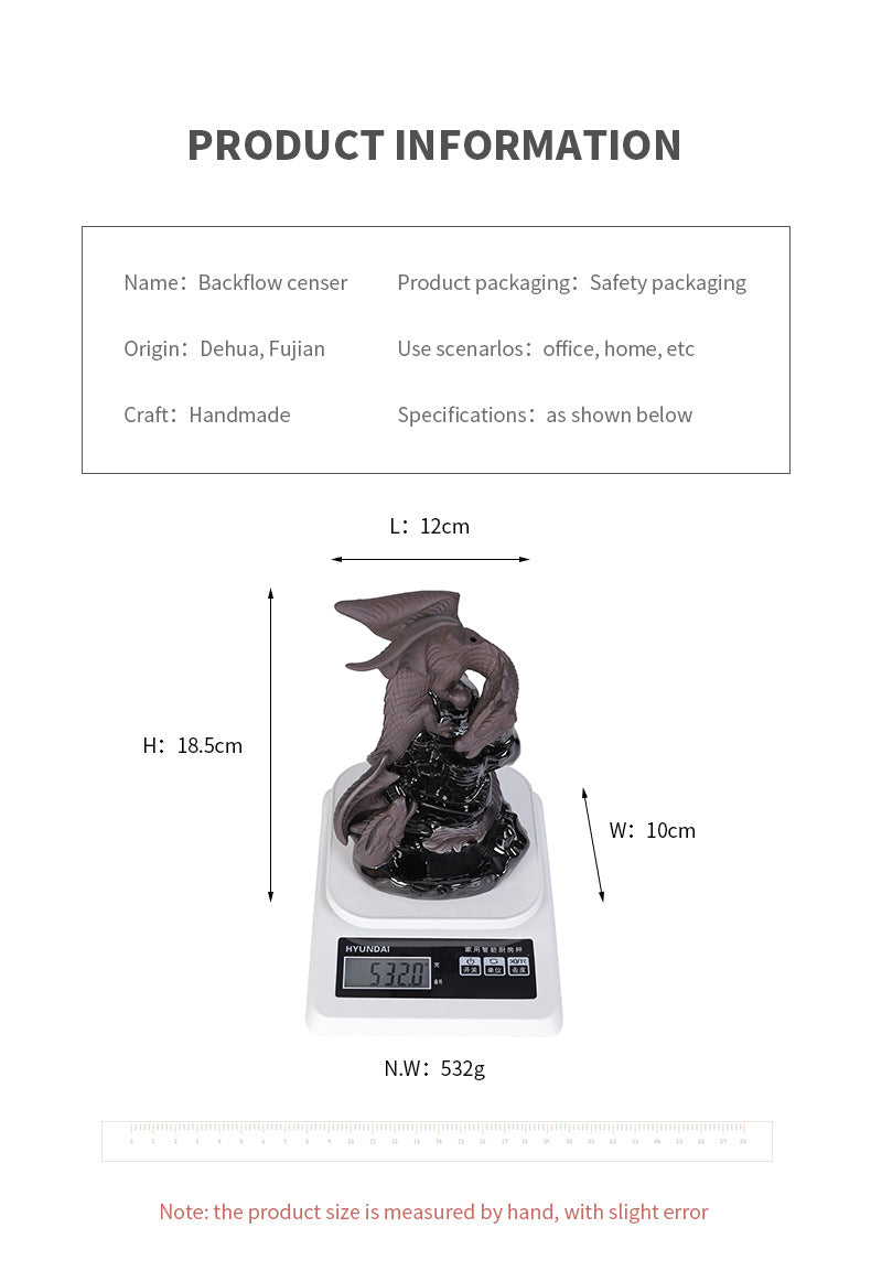 zensoullab Original Ceramic Tower Incense Agarwood Backflow Incense Burner Creative European Style Pterosaur Backflow Incense Burner Home Decor
