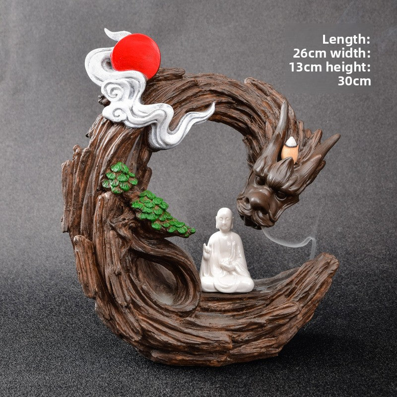 zensoullab Creative Resin Large Great Wall Backflow Incense Burner Home Decor Craft Ornament Incense Holder Incense Seat Backflow Aromatherapy Burner
