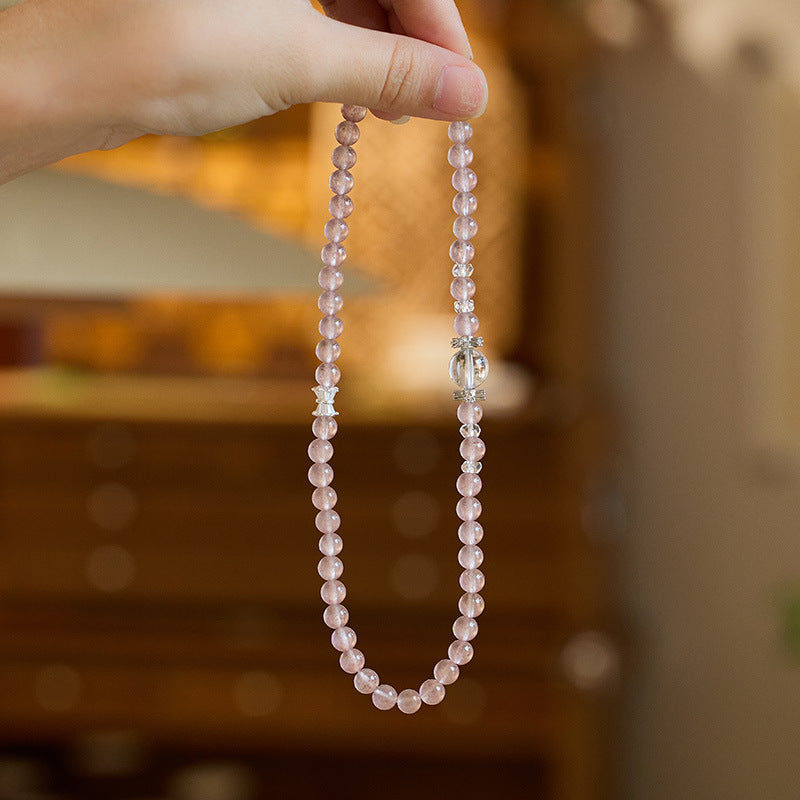 zensoullab Strawberry Crystal Bracelet for Women White Crystal Double Circle Crystal Bracelet