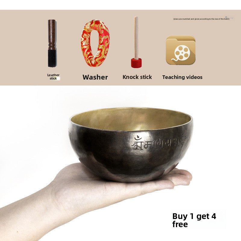 Zensoullab Nepal Handmade Buddha Bowl Xizang Himalaya Bowl Ugyen Double Color Full Moon Himalaya Bowl Copper Chime Stone Yoga Healing Meditation Himalaya Bowl