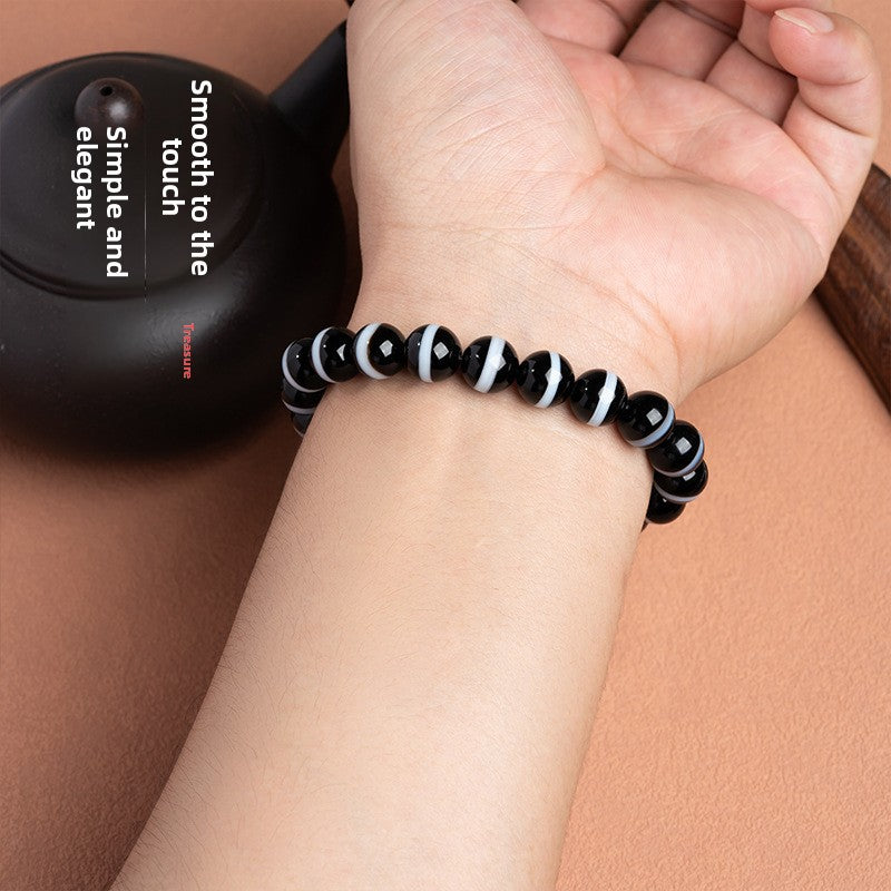 zensoullab Natural First-Line Pharmacist Dzi Bead Agate Bracelet Fashion Versatile Unisex Couple Style Single Circle Bracelet In Stock