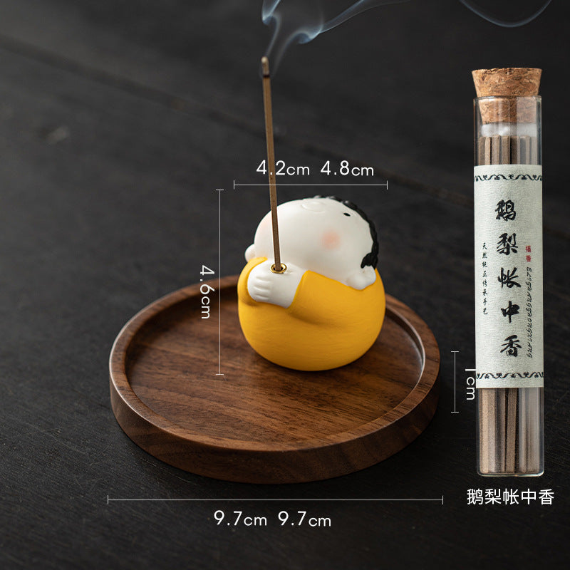 zensoullab Ceramic Cute Little Tathagata Incense Burner for Home Indoor Aromatherapy Small Ornament High-end Incense Holder Tea Table Incense Ceremony