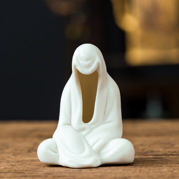 Zensoullab Creative Ceramic Crafts Decoration Zen Buddha Character Tea Space Chinese Living Room White Porcelain Fish Tank Decorations