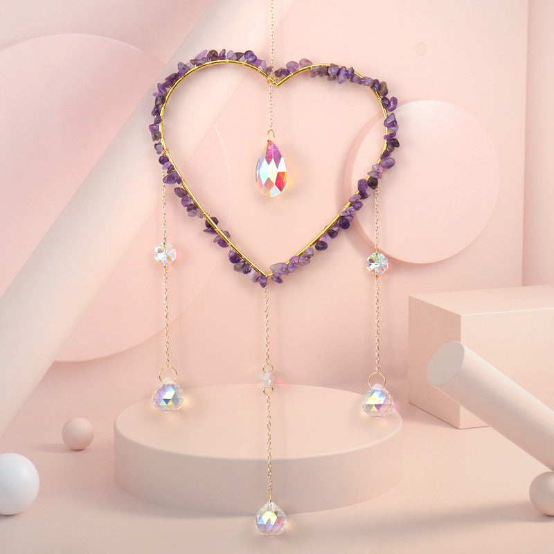 Zensoullab Amethyst Gravel Love Sun Catcher Sun Catcher Crystal Pendant Window Garden Lighting Pendant