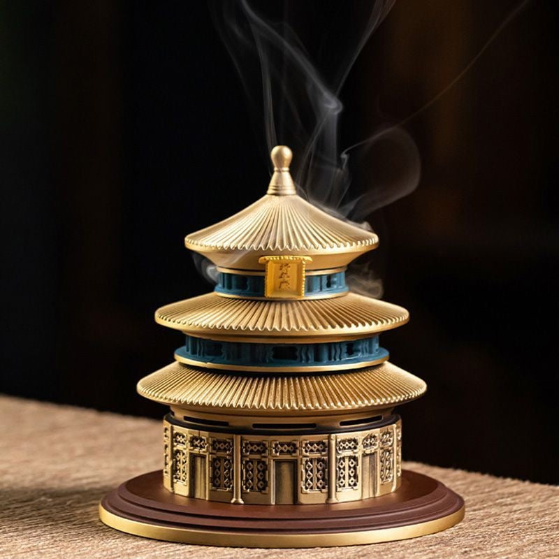 zensoullab Ancient Style New Chinese Style Temple of Heaven Copper Incense Burner Home Sandalwood Incense Indoor Coil Incense Agarwood Burner Incense Seal Incense Burner Ornament