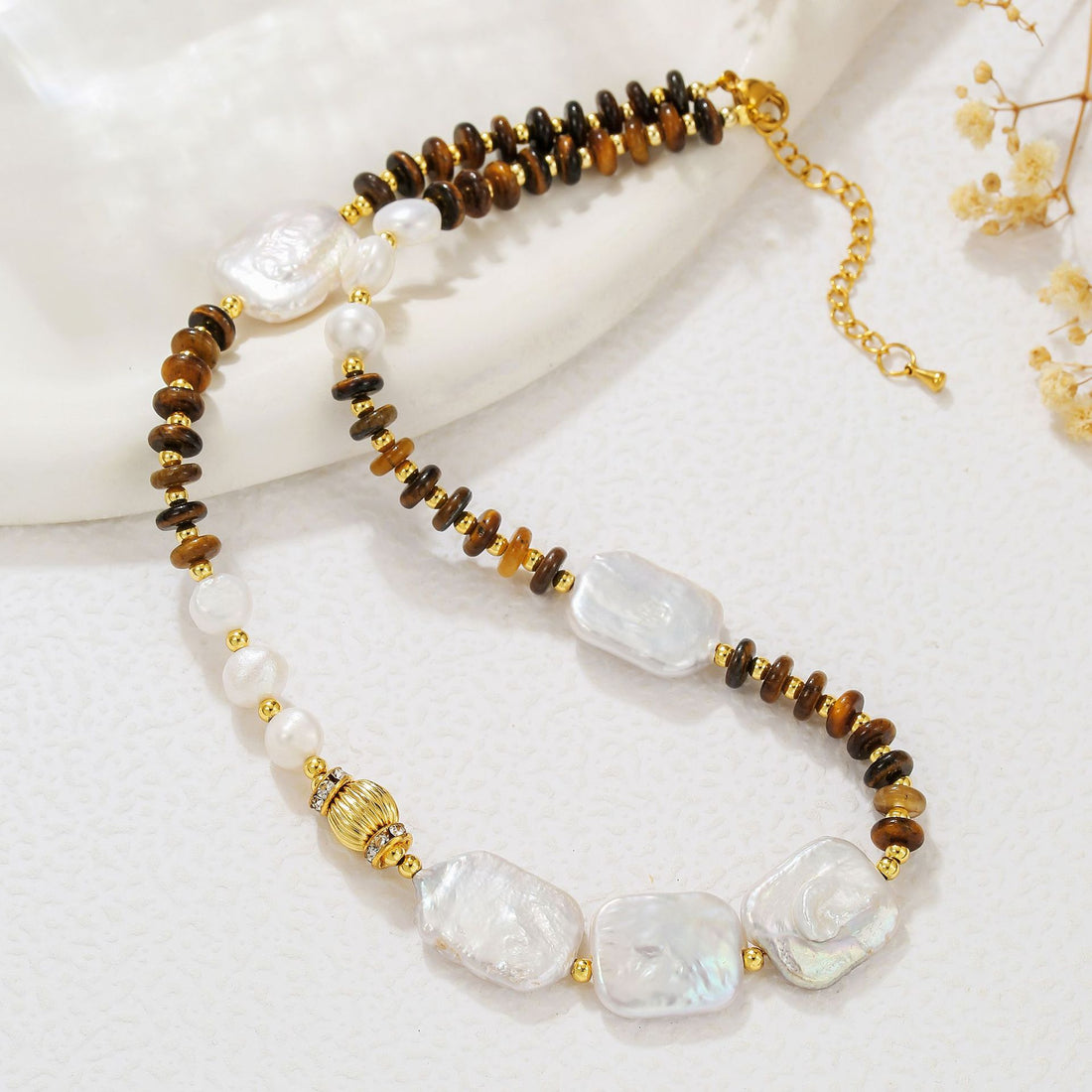 zensoullab Baroque Freshwater Pearl Necklace Bracelet Melard Tiger Eye Sweater Chain High-end Design