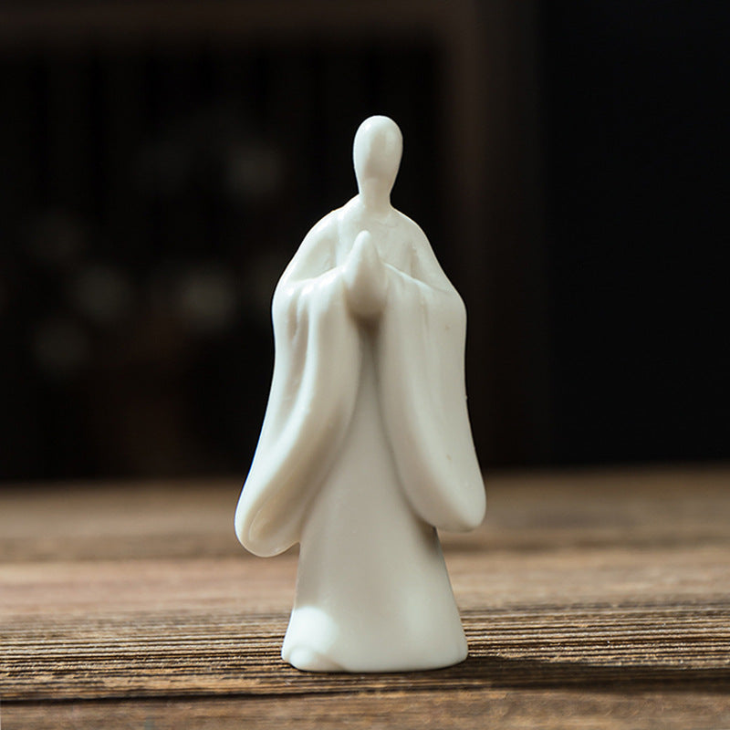 zensoullab Mini Fingertip Monk Ceramic Small Buddha Ornament White Porcelain Formless Buddha Micro Landscape Fish Tank Decoration Desktop Decoration