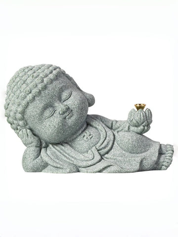 Zensoullab Green Sand Creative Cute Line Incense Burner Tea Ornaments Creative Sleeping Buddha Lotus Incense Stick Green Sand Stone Decoration Home Desktop Decoration