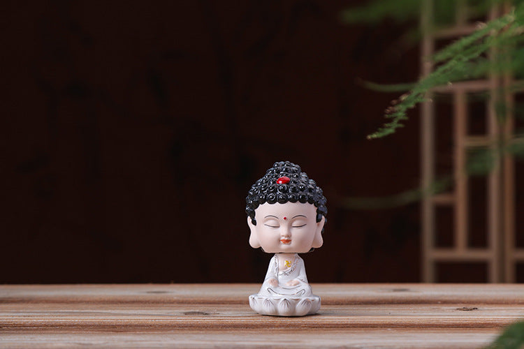 zensoullab Premium Creative Bobblehead Figurine Desktop Ornament Hand-painted Small Ornament Tathagata Peace Buddha Car-mounted Chinese Home Decoration