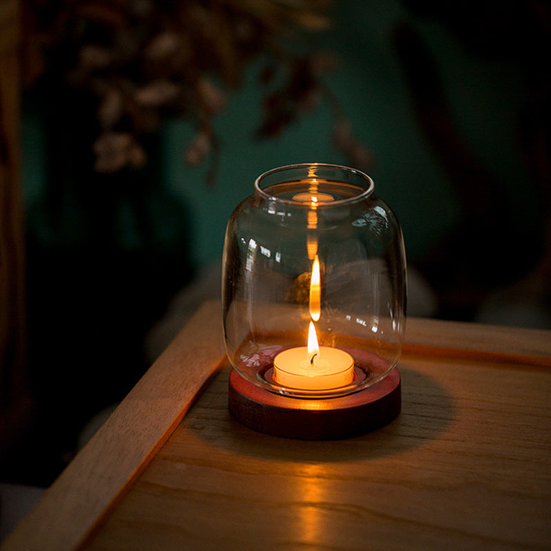 zensoullab Glass Candle Holder Ornament Home Chinese Style Aromatherapy Wax Wind Cover Vintage Special Electronic Small Candle Light Romantic Zen Light Luxury