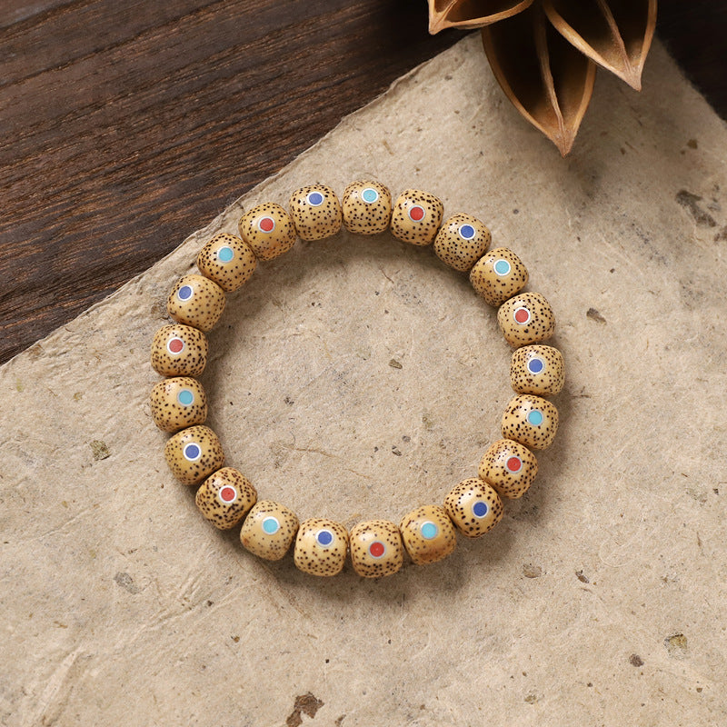 zensoullab Original Design Star Moon Bodhi Single Circle Bracelet Chicken Fat Yellow Multi-Treasure Retro New Chinese Style Unisex Cultural Play Beads Bracelet