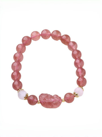 Zensoullab Temple Same Style Natural Strawberry Quartz Bracelet Pigeon Blood Red Crystal Peach Blossom Bracelet