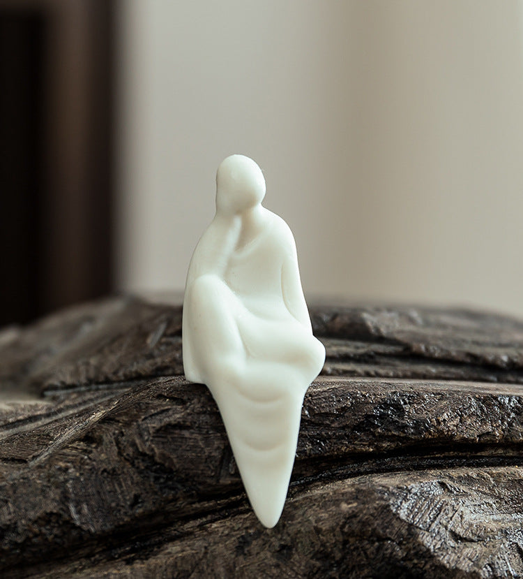 zensoullab Mini Ceramic Fingertip Small Buddha Zen White Porcelain Formless Buddha Little Monk Bonsai Fish Tank Micro Landscape Decoration Ornament