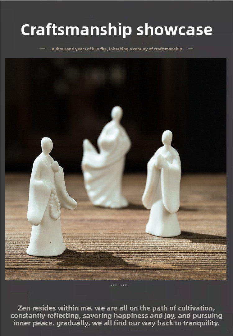 zensoullab Mini Fingertip Monk Ceramic Small Buddha Ornament White Porcelain Formless Buddha Micro Landscape Fish Tank Decoration Desktop Decoration