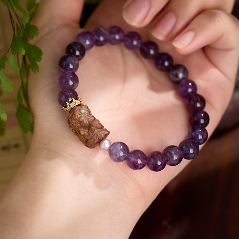zensoullab Nine Purple Fire Amethyst Dongga Sandalwood Zakiram Bracelet Amethyst Design Bracelet