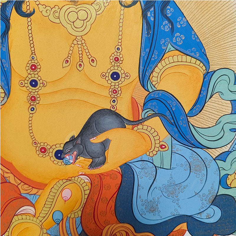 zensoullab Nepal Hand-painted Yellow God of Wealth Thangka Green Tara Vajrasattva Medicine Buddha Buddha Statue Entrance Living Room Decorative Hanging Painting