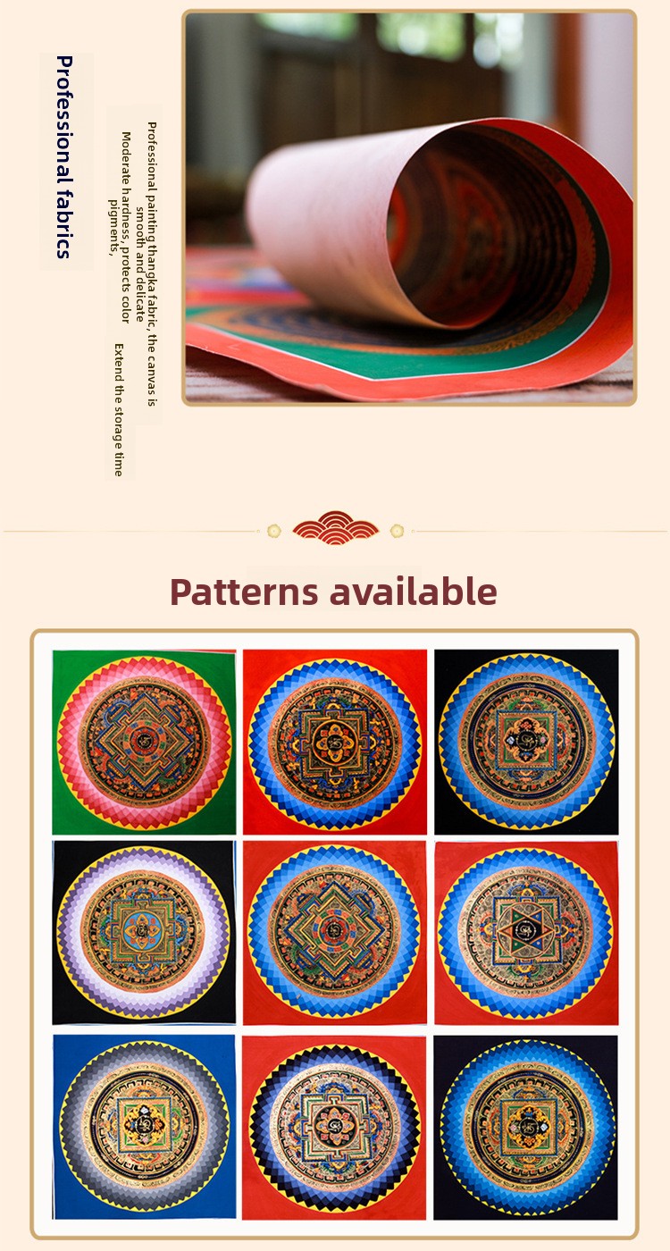 zensoullab Nepal Hand-painted Sutra Mandala Thangka Living Room Background Entrance Tibetan Handmade Thangka Decorative Hanging Painting