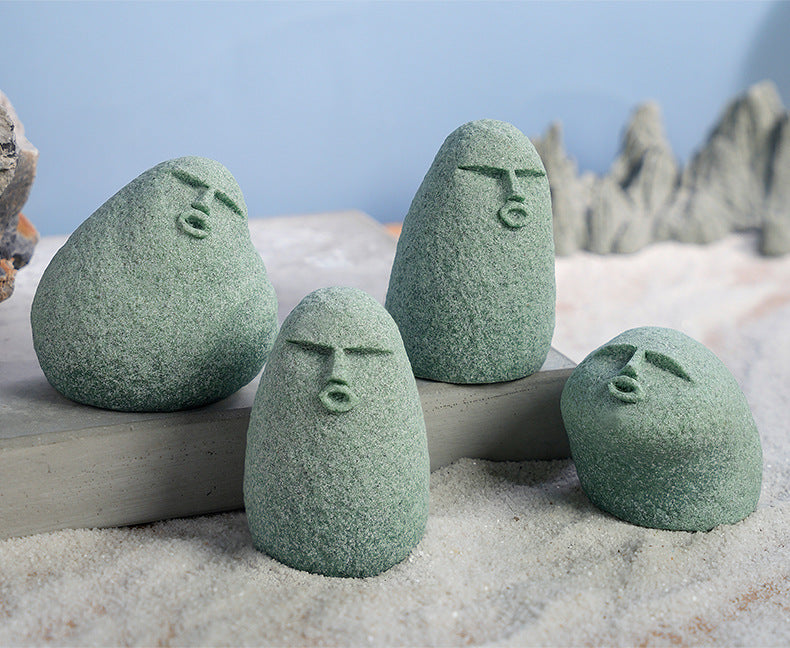 zensoullab Green Sandstone Micro Landscape Water Flow Fish Tank Ornament Bonsai Creative Personalized Craft Desktop Figurine Decoration