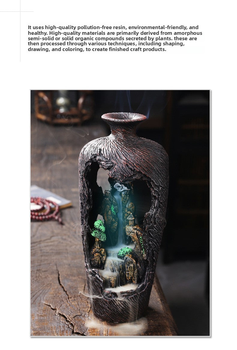 New Resin Backflow Incense Burner Creative Mountain Water Flow Incense Burner Home Decor Backflow Incense Original