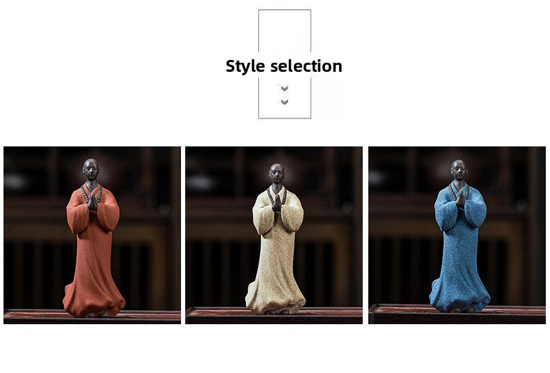 zensoullab Zen Character Ceramic Little Monk Tea Pet Desktop Tea Set Ornament Premium Purple Clay Little Monk Creative Home Decoration