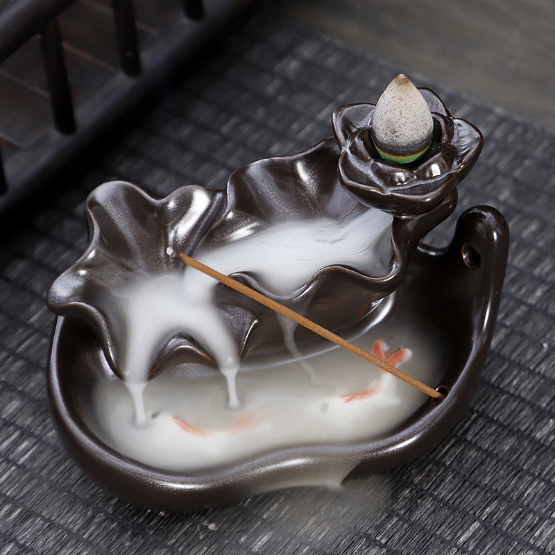 zensoullab Backflow Incense Burner Creative Home Decor Ceramic Burner Craft Pisces Backflow Kiln Change Ornamental Special Offer