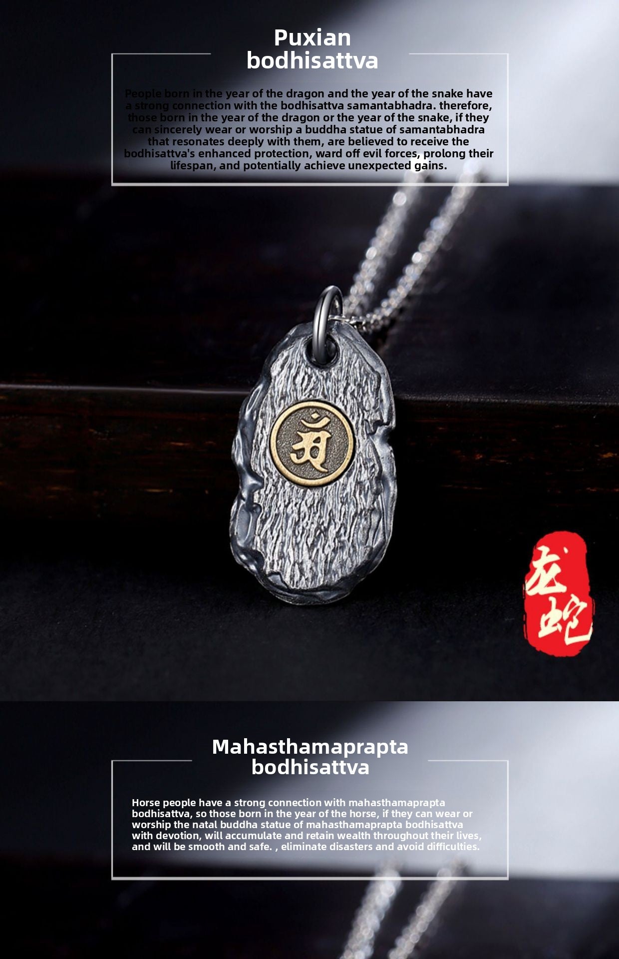 zensoullab Zodiac Buddha Eight Guardian Deities Pendant for Men and Women Twelve Zodiac Signs National Trend Ethnic Style Retro Imitation Thai Silver Vintage Necklace