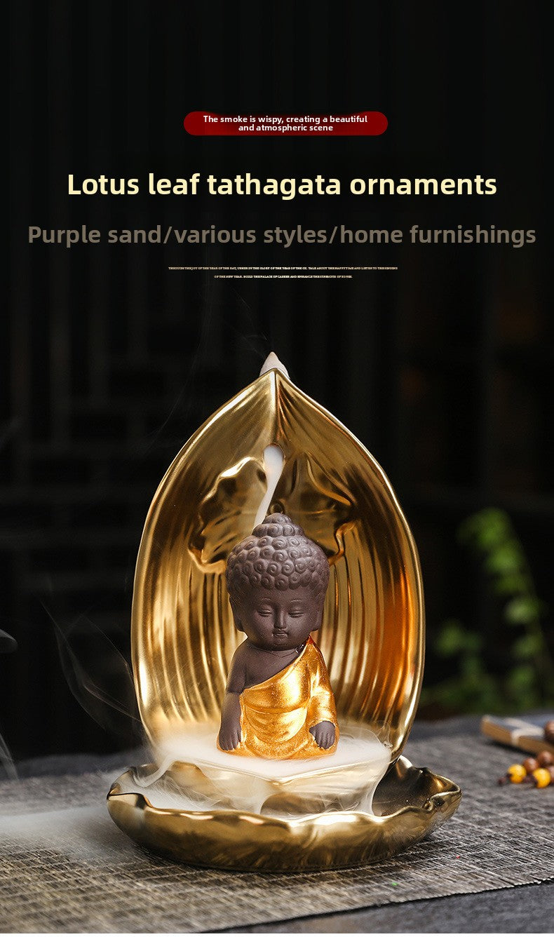 zensoullab Backflow Incense Burner Rulai Flowing Incense Gold Base Small Shaami Creative Backflow Incense Burner Home Incense Desktop Ornament