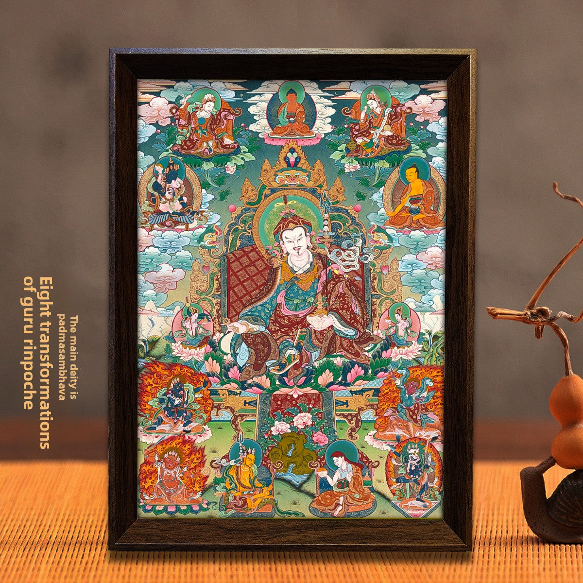 zensoullab Thangka Yellow God of Wealth Mahakala Buddha Statue Hanging Painting Desktop Display Guanyin Bodhisattva Wealth Attraction Entrance Decoration Painting