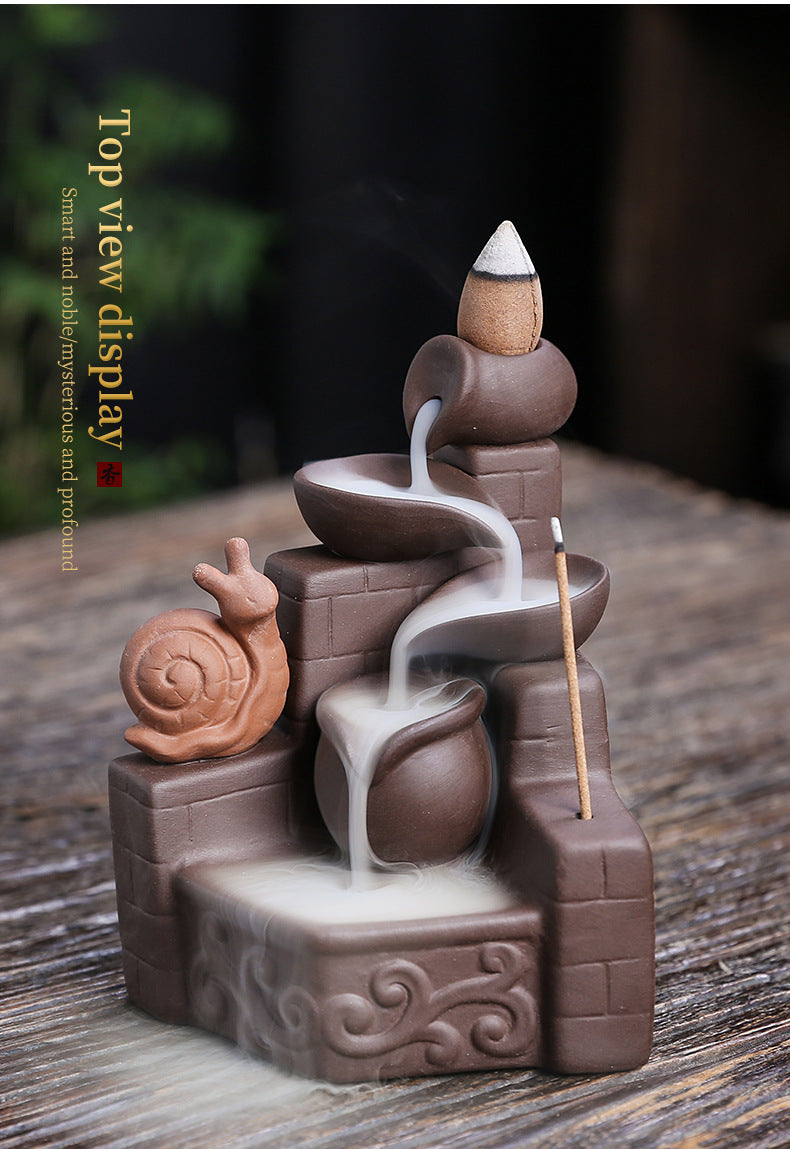 zensoullab Purple Clay Backflow Incense Burner Craft Ornament Creative Animal Sandalwood Backflow Incense Burner Home Decoration