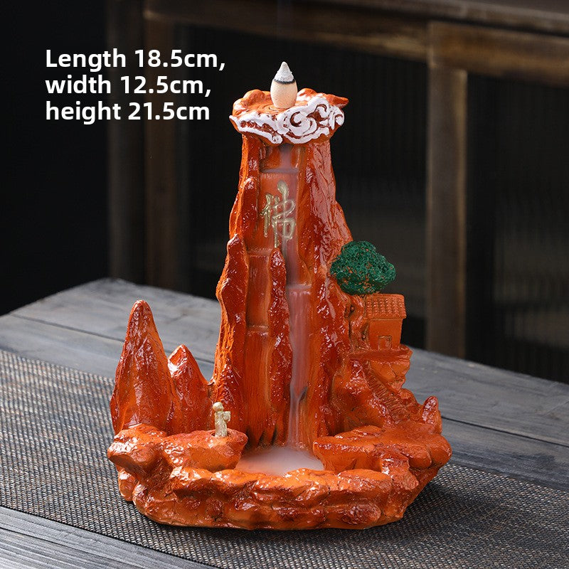 zensoullab Large Resin Backflow Incense Burner Entrance Decoration Incense Ceremony Aromatherapy Burner Fish Tank Rockery Landscape Sandalwood Burner Antique Decoration