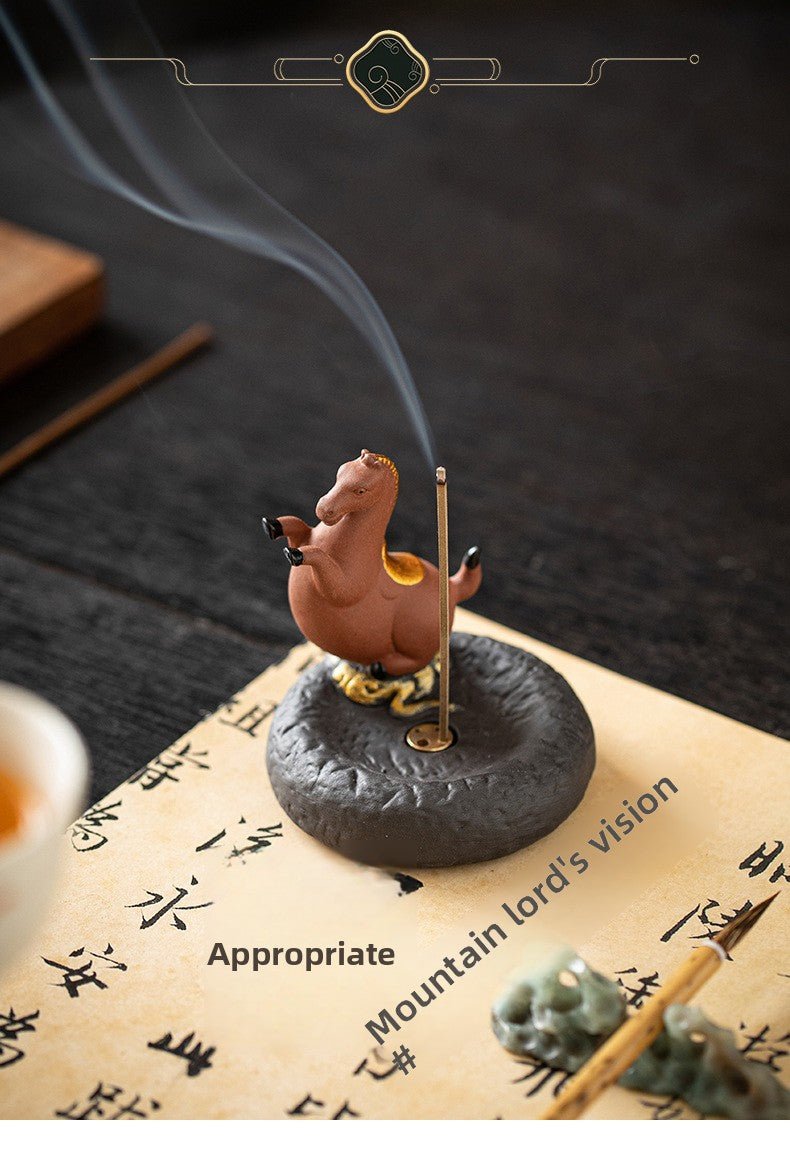 zensoullab Ceramic Small Tang Horse Incense Burner Creative Incense Holder Home Indoor Aromatherapy Burner Sandalwood Agarwood Incense Holder Incense Device