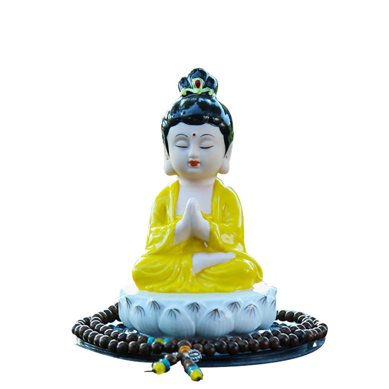 zensoullab Creative Buddhist Car Perfume Ornament Ceramic Cute Guanyin Bodhisattva Peace Buddha Statue Maitreya Buddha Car Accessories