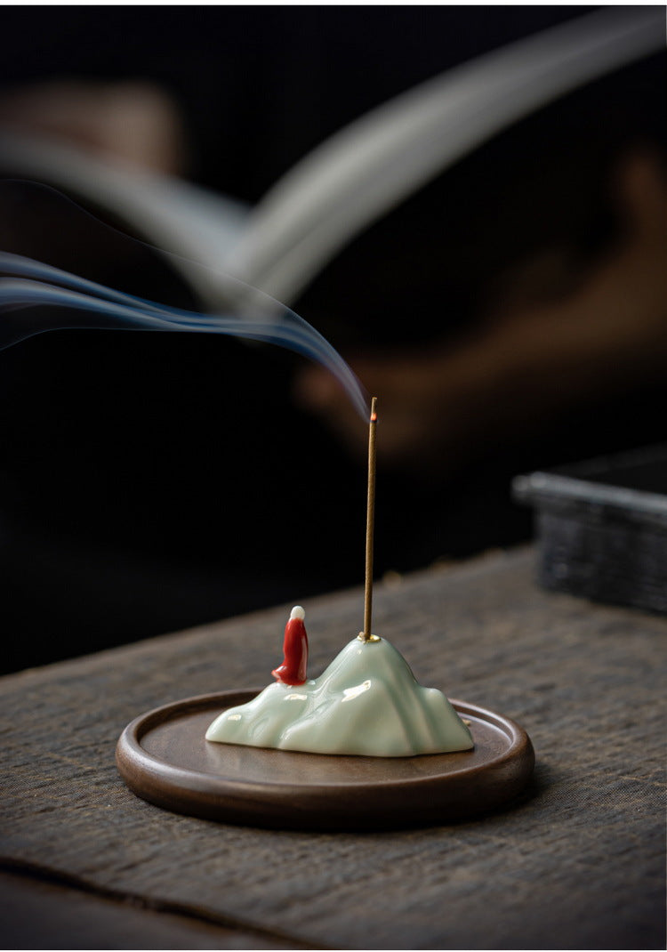 zensoullab Zen Rockery Incense Holder Ornament Tea Ceremony Incense Burner Tea Room Living Room Home Aromatherapy Burner Incense Stand Creative Incense Tool Sandalwood