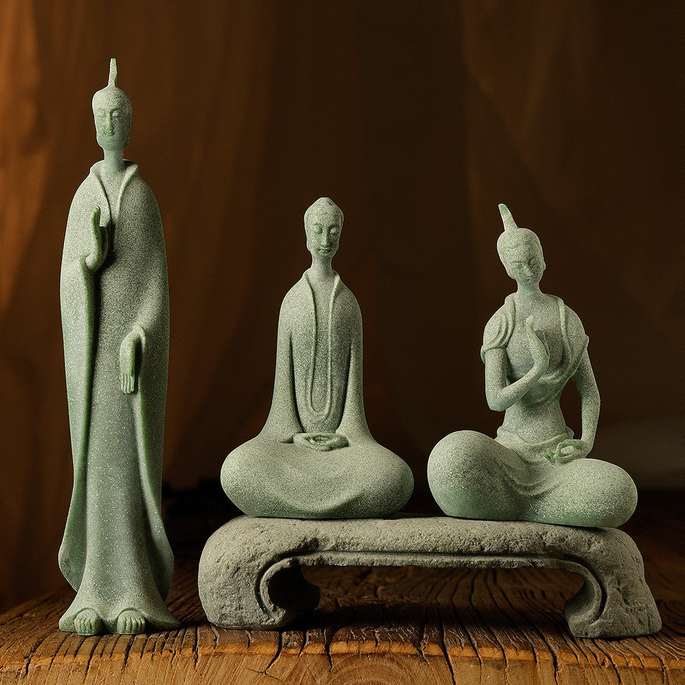 zensoullab Large Desktop Chinese Style Buddha Figurine Micro Landscape Fish Tank Landscaping Rockery Gardening Desktop Ornament Tea Pet Incense Decoration