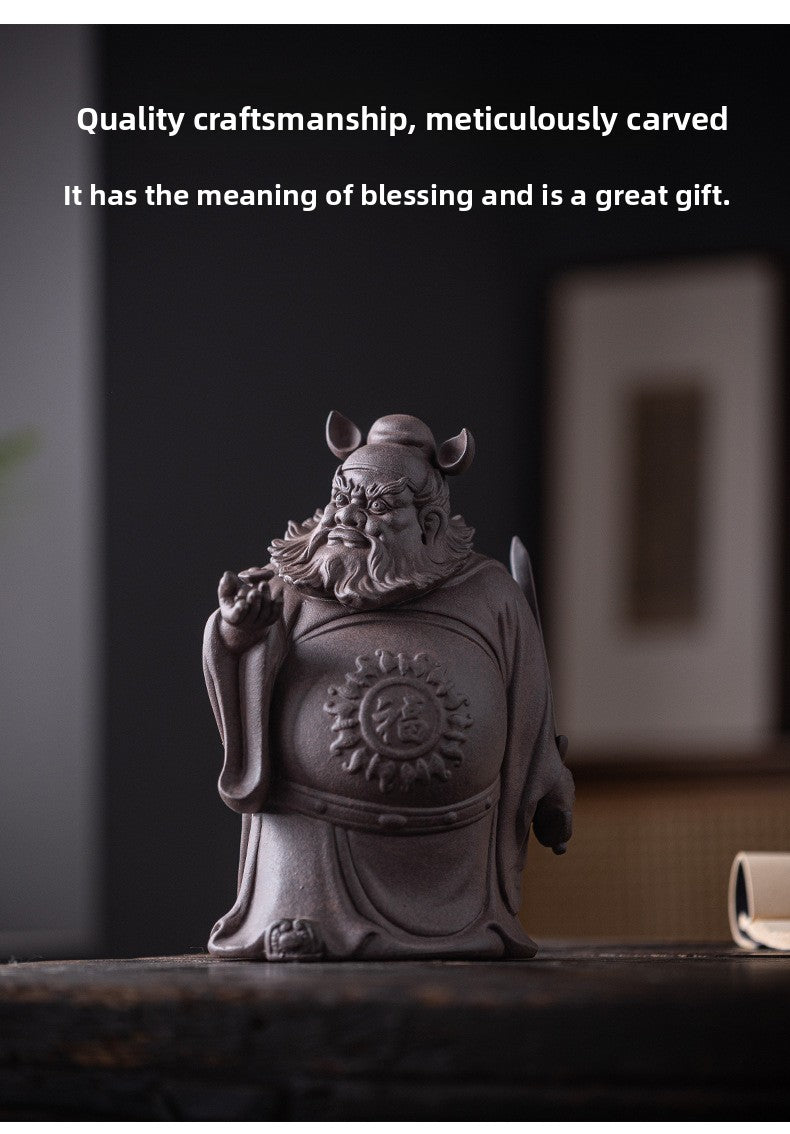 zensoullab Zen Style Chinese Purple Clay Zhongkui Blessing Figurine Creative Home Living Room Study Entrance Craft Decoration Ornament