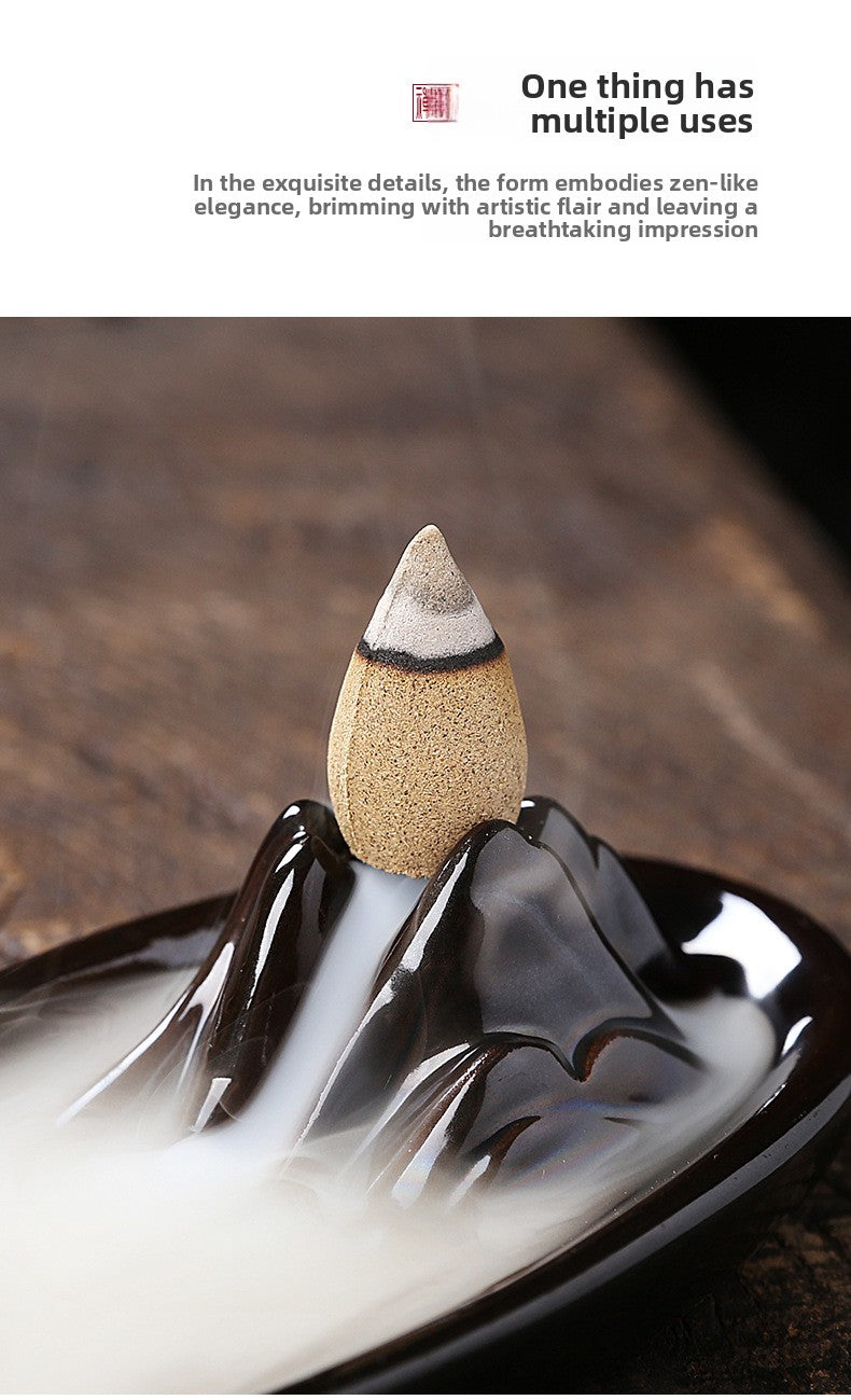 zensoullab Ceramic Mountain Water Backflow Incense Burner Creative Backflow Incense Burner Ornament