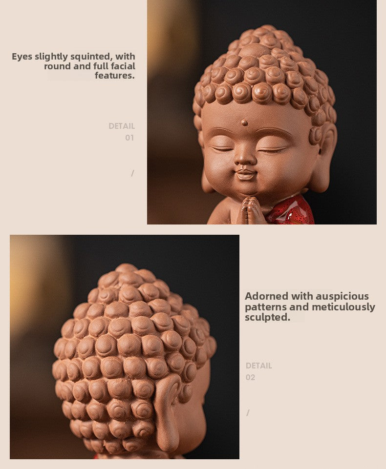 zensoullab Zen Chinese Style Saha Three Saints Desktop Ornament Creative Home Ceramic Buddhist Living Room Entrance Display Shelf Decoration