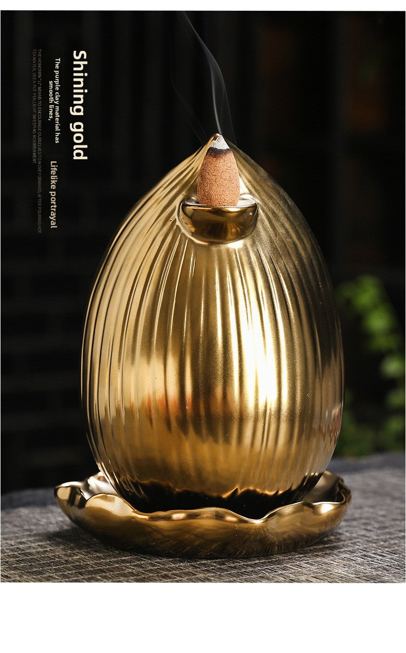 zensoullab Backflow Incense Burner Rulai Flowing Incense Gold Base Small Shaami Creative Backflow Incense Burner Home Incense Desktop Ornament