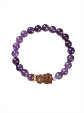 zensoullab Nine Purple Fire Amethyst Dongga Sandalwood Zakiram Bracelet Amethyst Design Bracelet