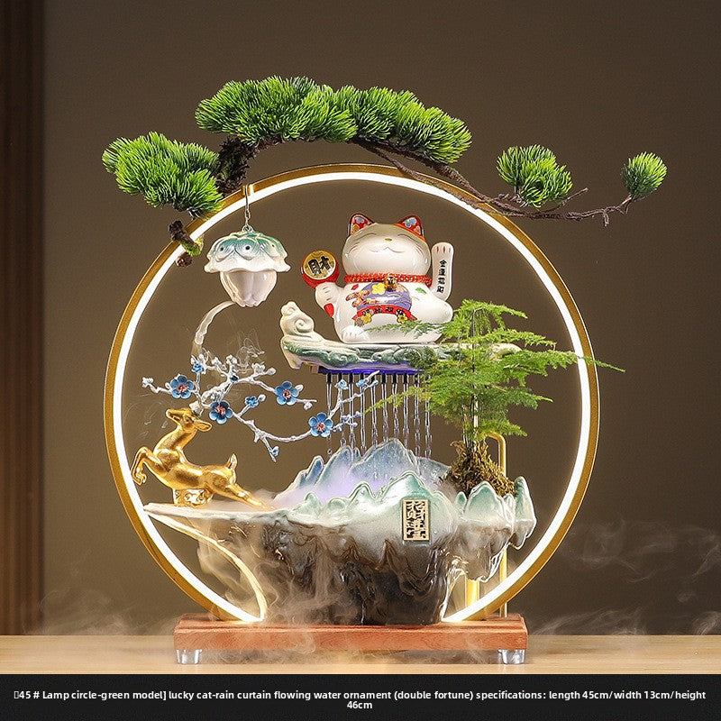 zensoullab Lucky Cat Flowing Water Wealth-Attracting Ornament Circulating Water Living Room Desktop Decoration