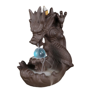 zensoullab Backflow Incense Burner Ceramic Zisha Xianglong Prosperous Home Tea Ceremony Office Creative Craft Ornament
