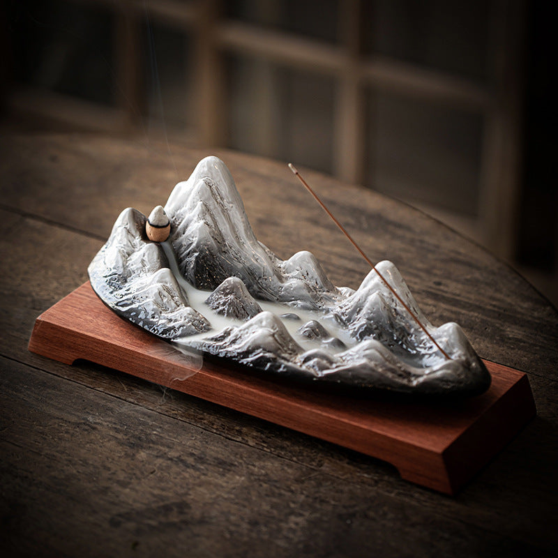 Zensoullab Thousand-Li Landscape Large Ceramic Flowback Incense Burner Home Indoor Incense Stick and Base Creative Aromatherapy Aromatherapy Stove Tea Ceremony Decoration
