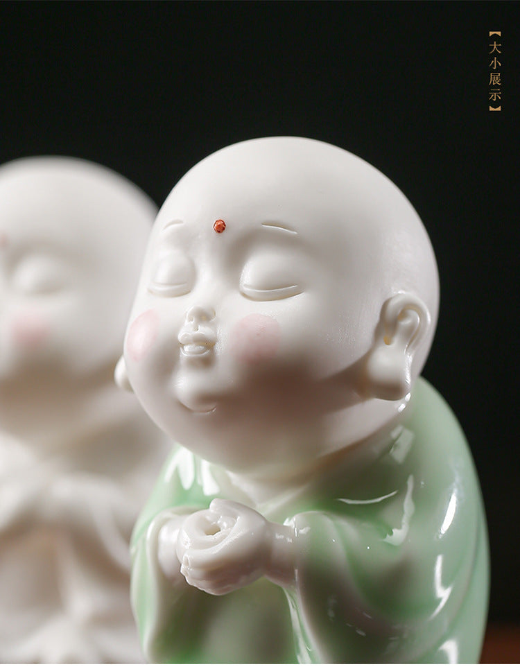Zensoullab Creative Ceramic Ornaments Cute Little Monk Incense Burner Home Worship Incense Holder Incense Burner Incense Holder Indoor Sandalwood Holder