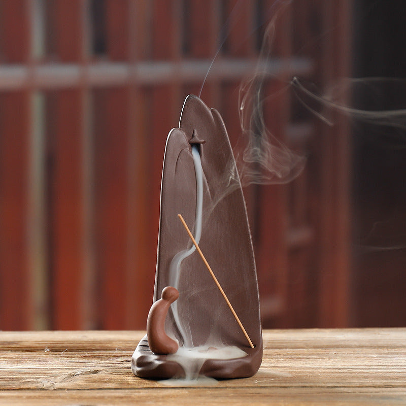 zensoullab Original Ceramic Backflow Incense Burner Watchful Landscape Aromatherapy Burner Sandalwood Incense Home Decor Incense Holder