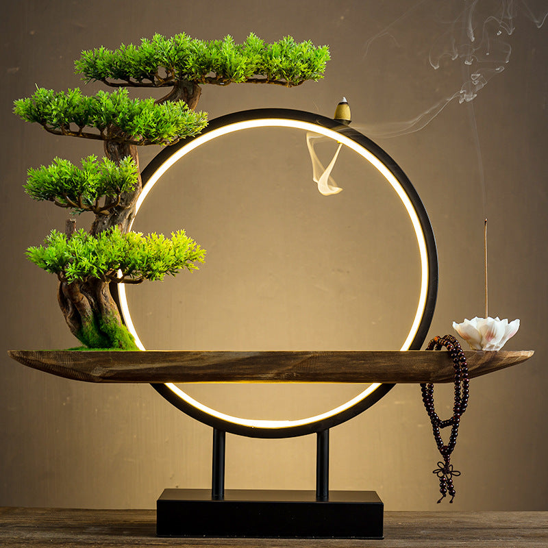 zensoullabled Lamp Circle Base Zen Backflow Incense Burner Chinese Style Home Entrance Decoration Office Tea Room Aromatherapy Burner Household