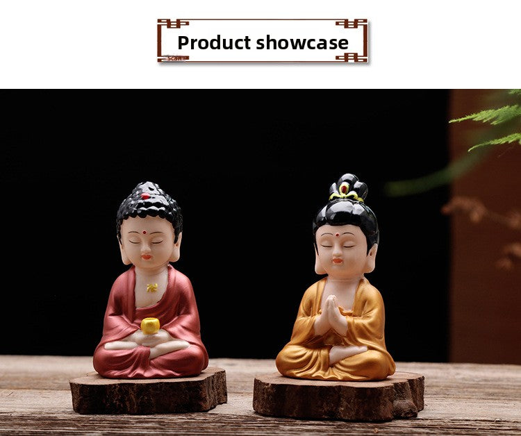 zensoullab Car Ornament Cute Little Tathagata Buddha Statue for Safety High-end Car Interior Dashboard Personalized Reclining Buddha Decoration
