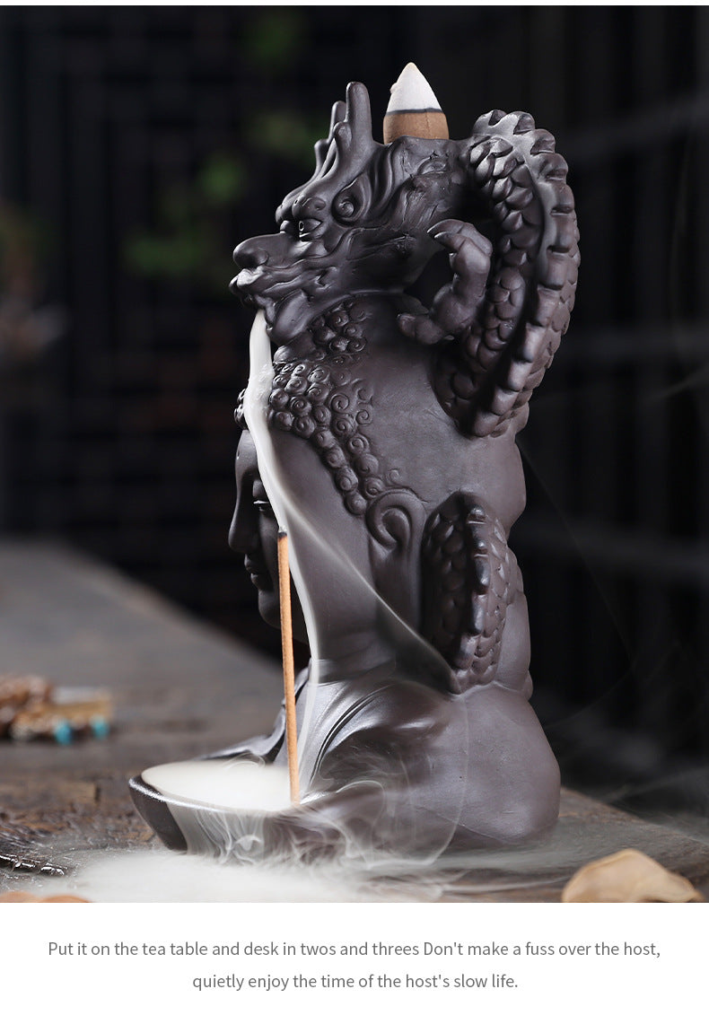 zensoullab Backflow Incense Burner Creative Ceramic Large Ornamental Decoration Indoor Tea Ceremony Antique Purple Clay Sandalwood Agarwood Incense Burner Incense Holder