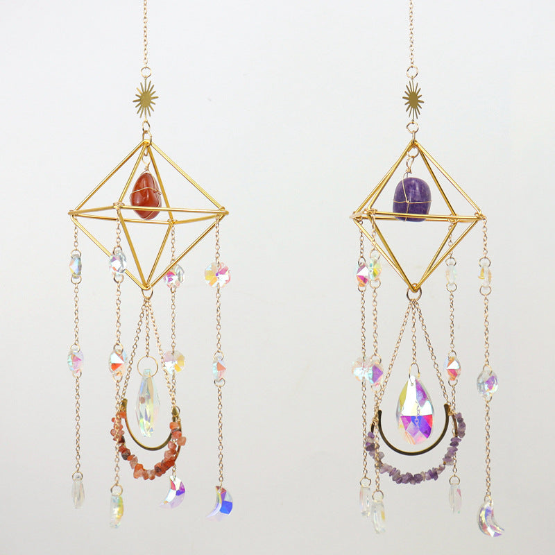 zensoullab Crystal Sun Catcher Air Rack Natural Gravel Lamp Prism Pendant Crystal Hanging Garden Decoration