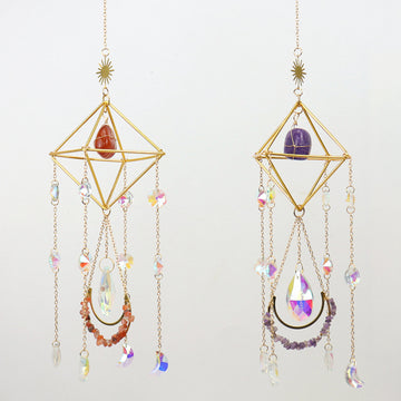 zensoullab Crystal Sun Catcher Air Rack Natural Gravel Lamp Prism Pendant Crystal Hanging Garden Decoration