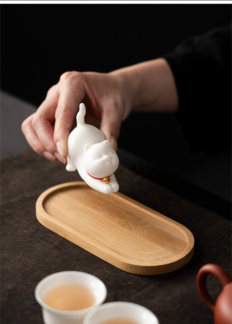zensoullab Cute Forbidden City Kitten Ceramic Incense Holder Aromatherapy Burner Ornament Soft Healing Tea Table Tea Pet Indoor Incense Burner